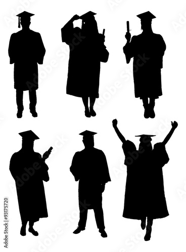 Vector Of Graduate Students Silhouettes