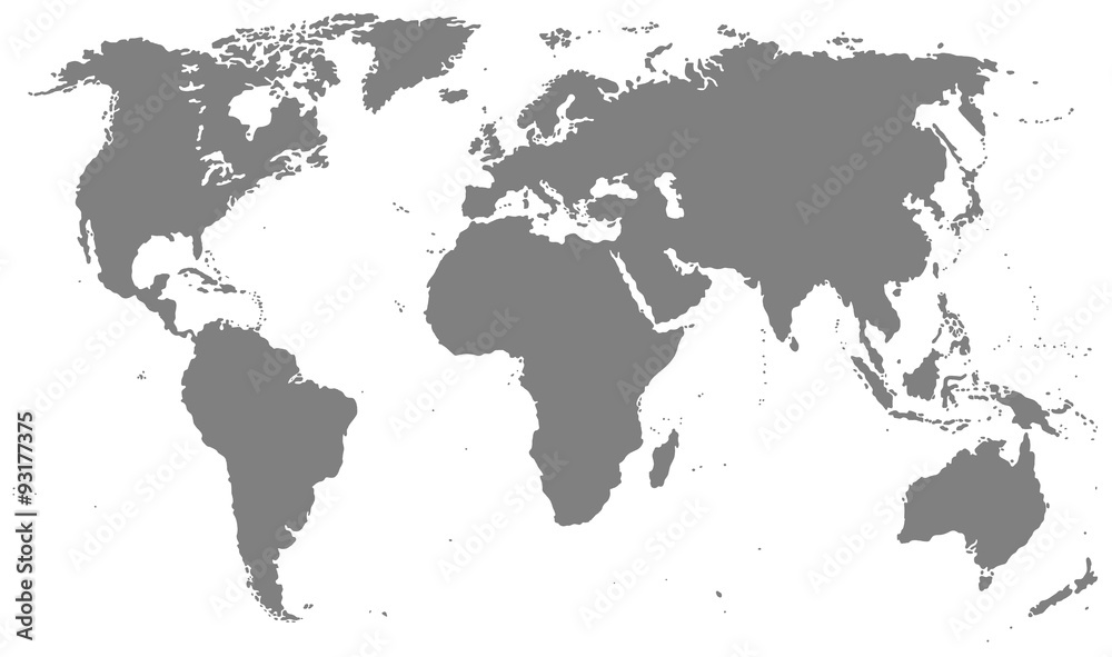 Obraz premium Detailed World Map in Gray Color