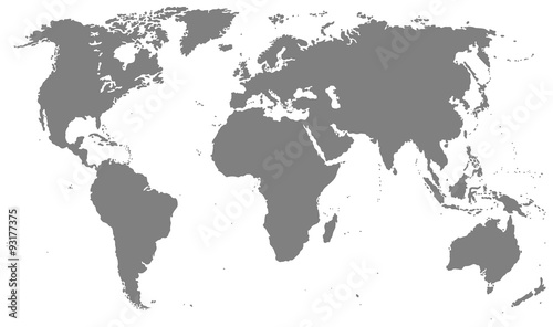 Detailed World Map in Gray Color