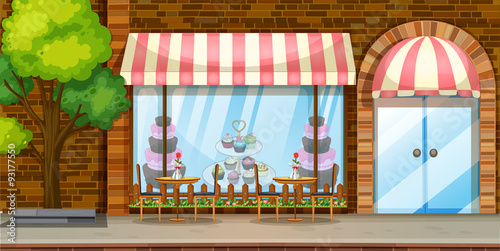 Street scene with bakery shop