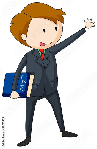 Lawyer in suit carrying a law book