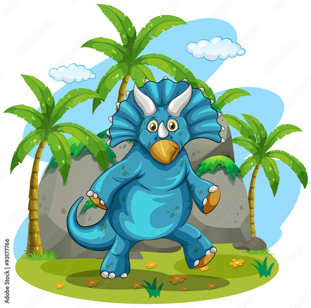 Naklejka premium Blue rubeosaurus standing on grass