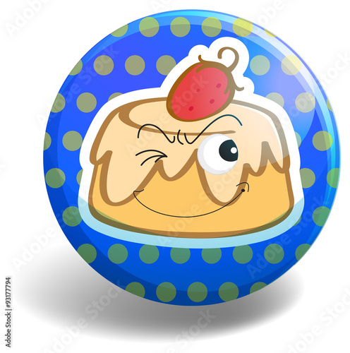 Custard cake on round badge