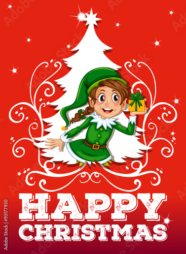 Christmas theme with elf and present