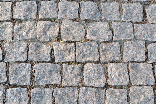  The picture shows the texture cobblestone road close up