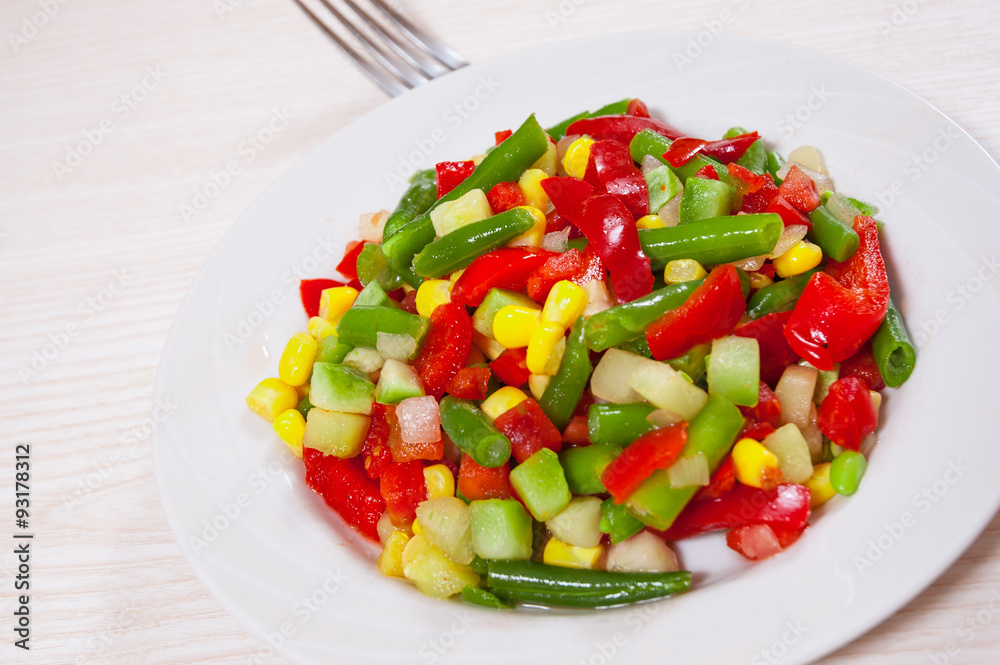 Mixed vegetables on plate Mixed vegetables on plate