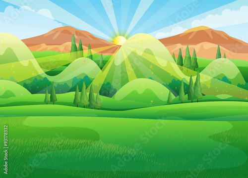 Nature scene with sunrise in the morning