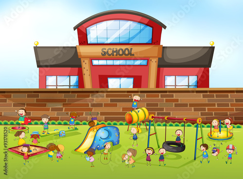 School building and playground