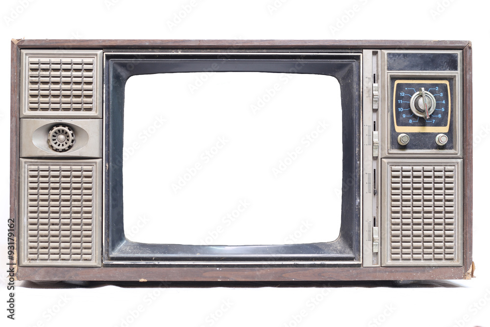 The old TV on the isolated white background The old TV on the isolated white background