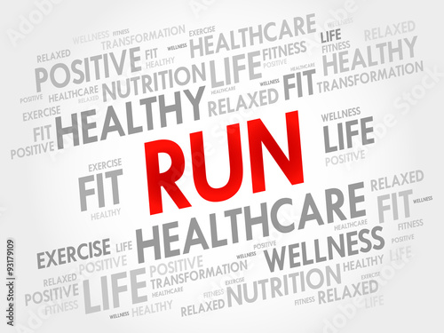RUN word cloud, fitness, sport, health concept #93179109