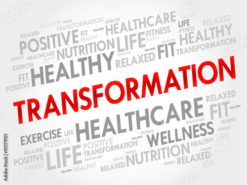 TRANSFORMATION word cloud, fitness, sport, health concept