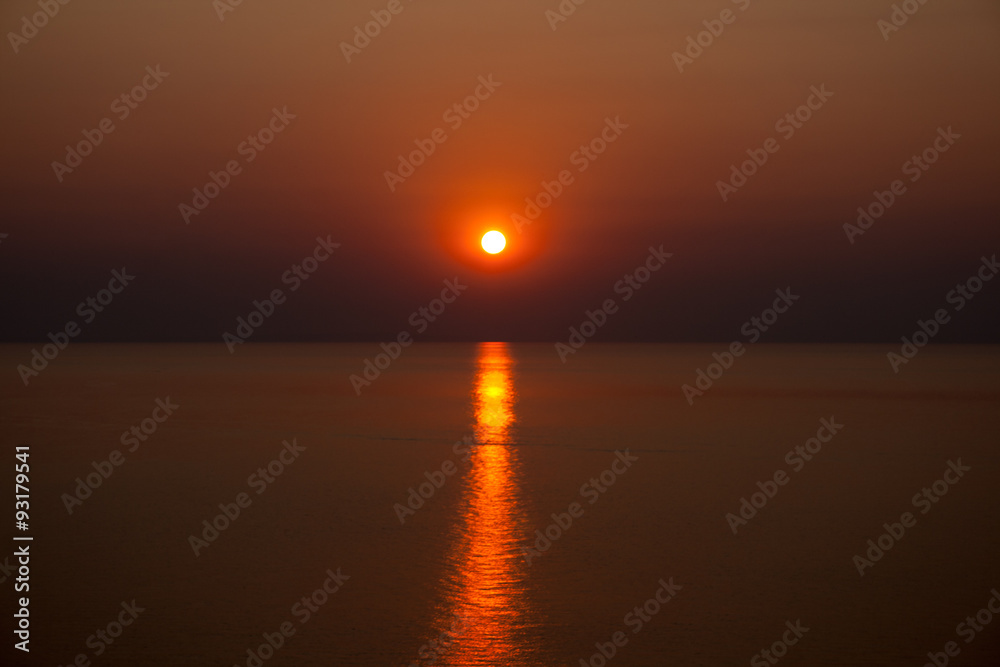 Fototapeta premium Red sunrise over Lake Malawi.
