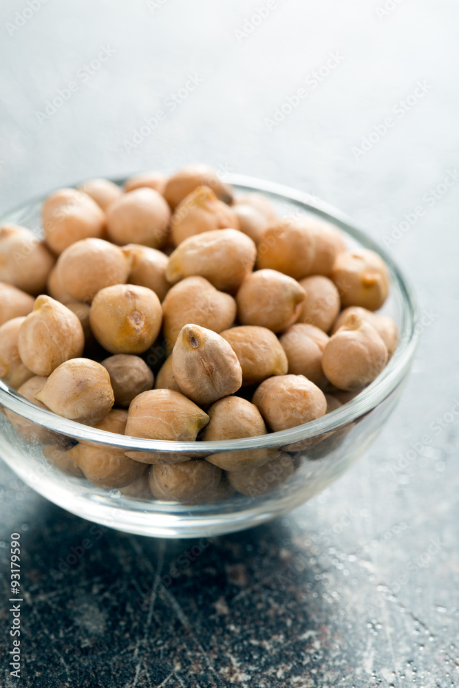 uncooked chickpeas in bowl