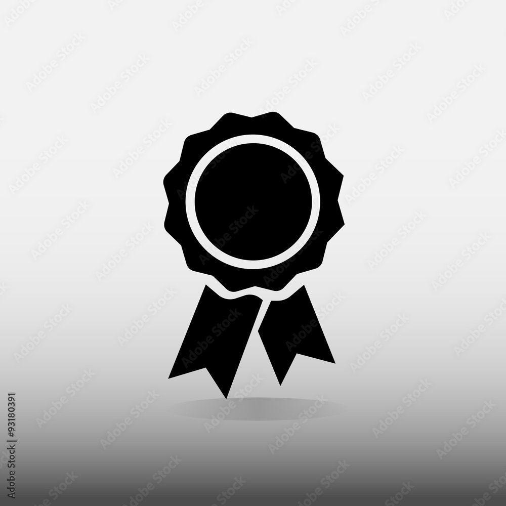 badge with ribbons icon, vector illustration. Flat design style badge with ribbons icon, vector illustration. Flat design style