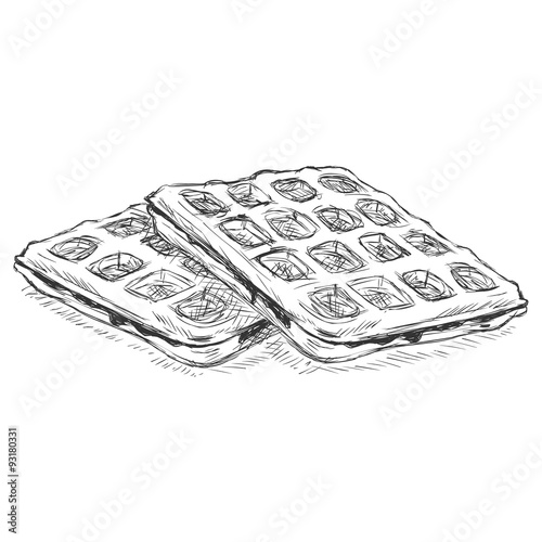 Vector Sketch Belgian Waffles.