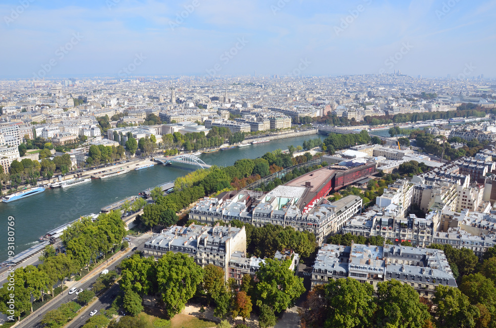 aerial view of paris from the Eiffel tower