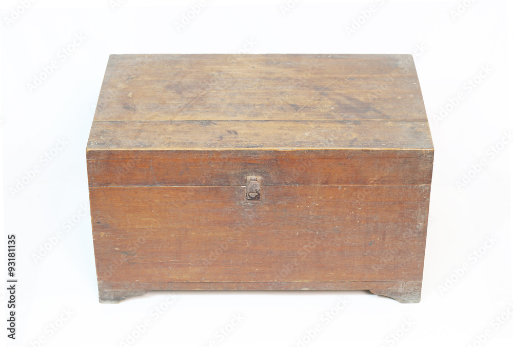 Thailand ancient wooden chest on a white background.