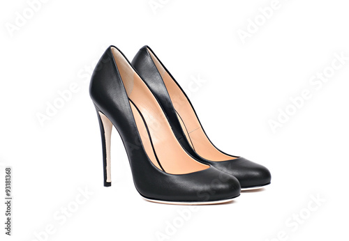 black high heel women shoes isolated on white background