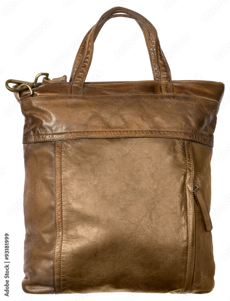 Luxury brown female leather bag isolated on white Luxury brown female leather bag isolated on white