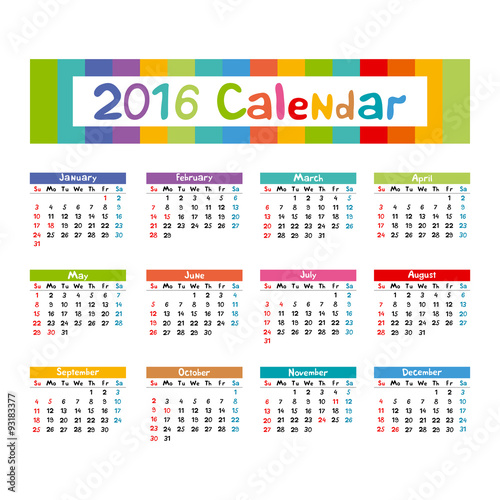 2016 Calendar - illustration vector kids hand made