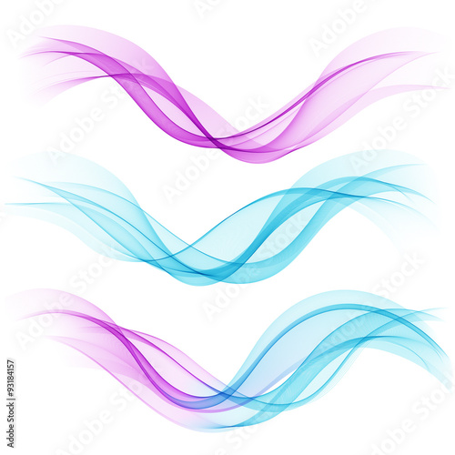 Set of abstract blue waves. Vector illustration 