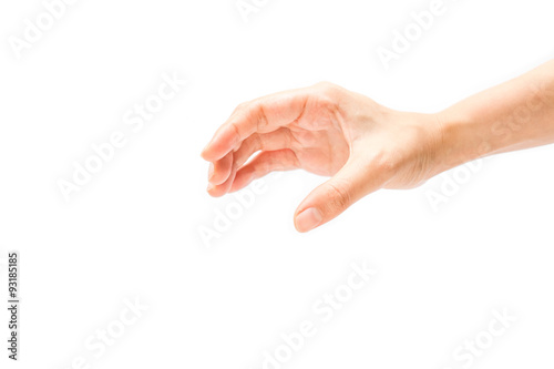 Woman hands on white background