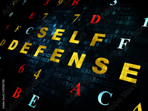 Safety concept: Self Defense on Digital background