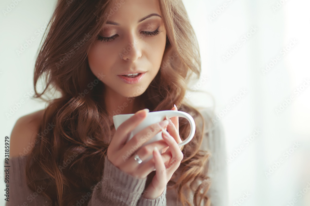 Sexy woman are enjoying the coffee Sexy woman are enjoying the coffee