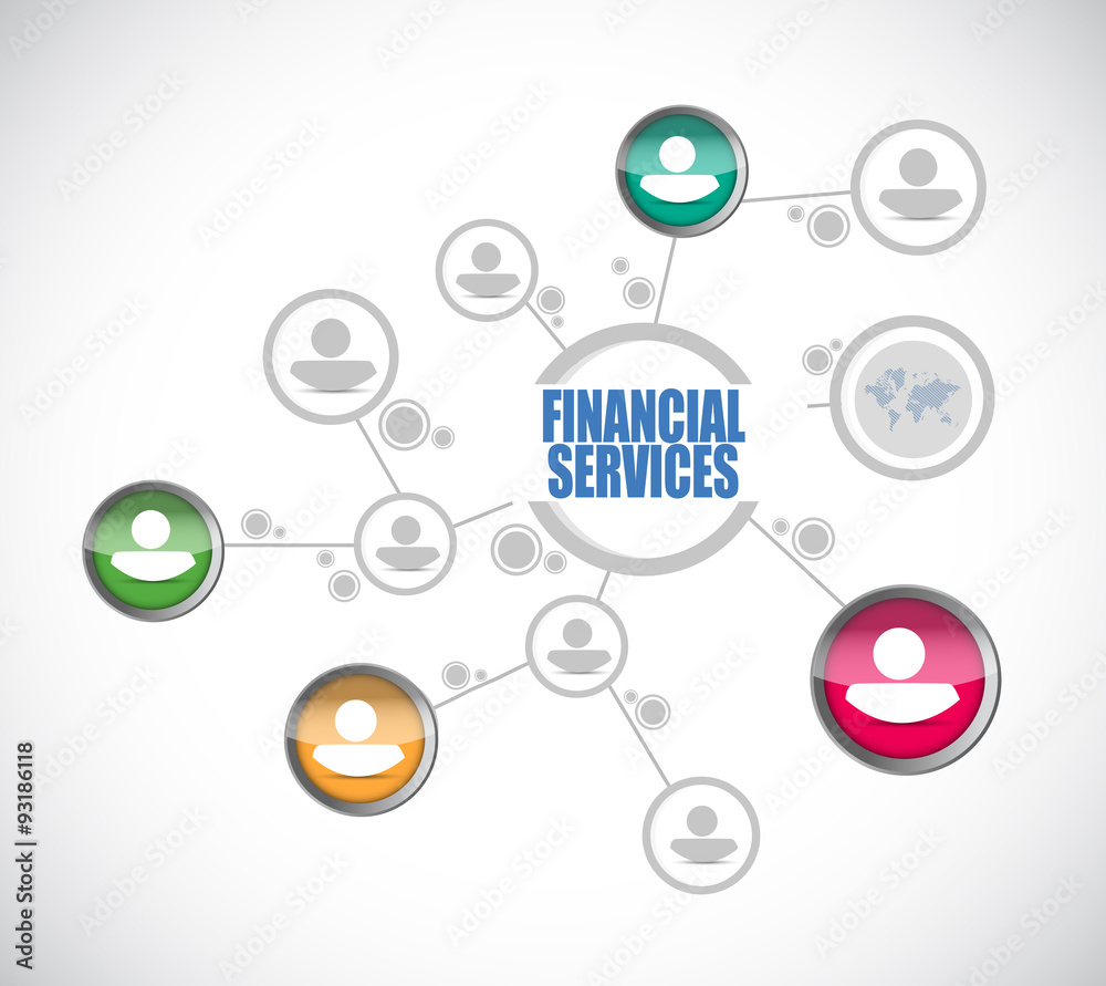financial services network diagram sign concept financial services network diagram sign concept