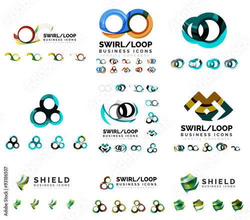 Set of company logotype branding designs, swirl infinity loop