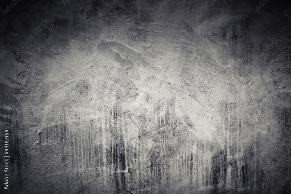 Fototapeta premium Dark concrete wall with whitewash layer