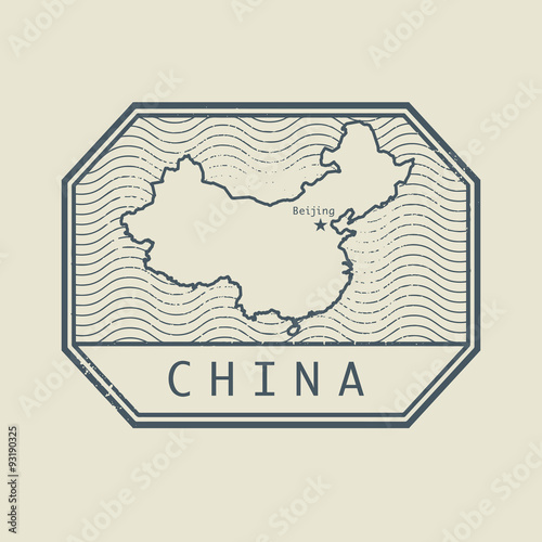 Stamp with the name and map of China