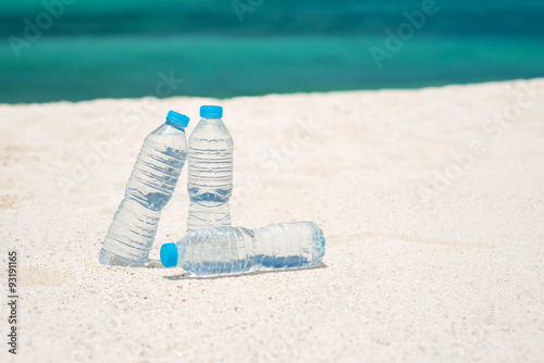 Bottled water on a hot day at the beach