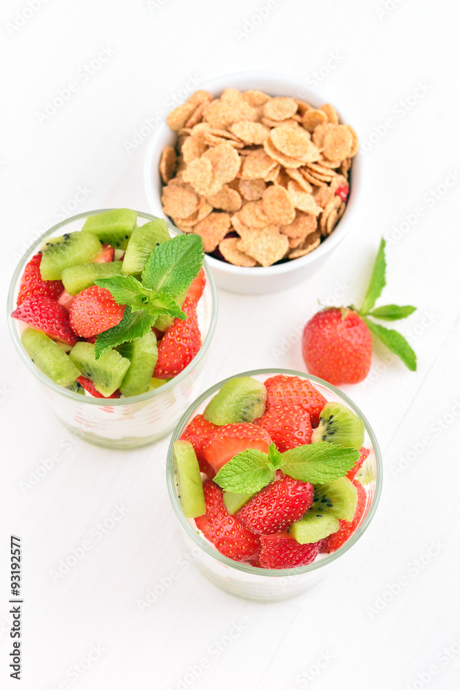 Fruit parfait with strawberries and granola Fruit parfait with strawberries and granola