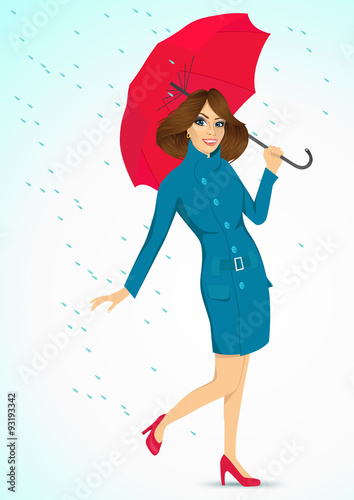 friendly woman holding an umbrella 