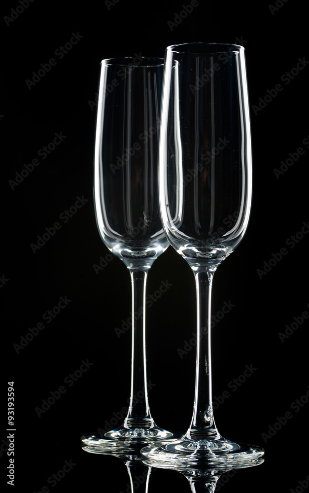 New Year composition with champagne glasses and decoration