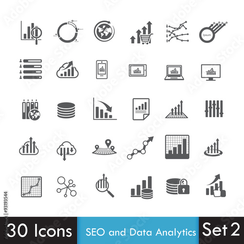 Set of SEO and Analytics icon isolated on white background vecto