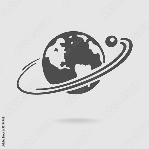 Planet and satellite symbol vector