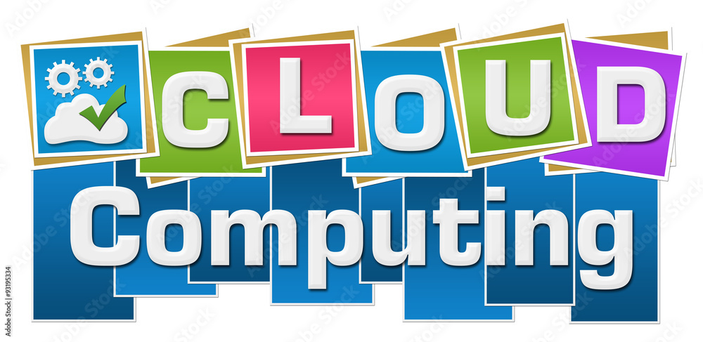 Cloud Computing Colorful Squares Text Bottom 