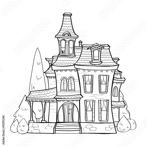 Cute black and white house