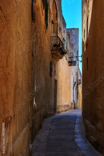Antique narrow maltese street in Mdina