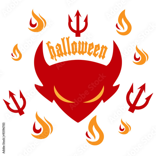 Halloween party - devil with flames and forks