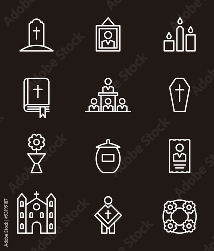 DEATH & FUNERAL outline icons