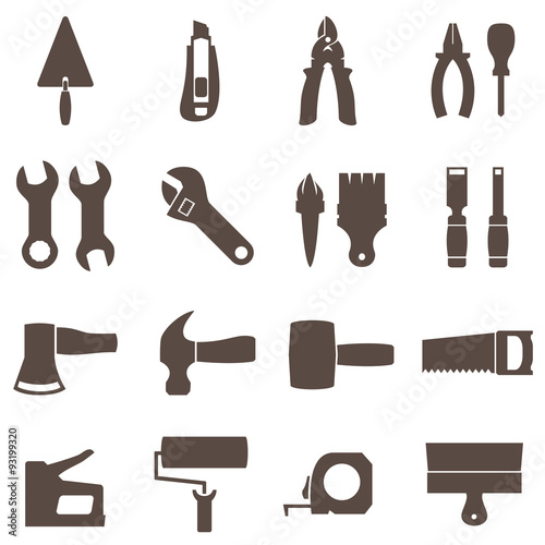 Construction hand tools. Repair icons. Vector set.
