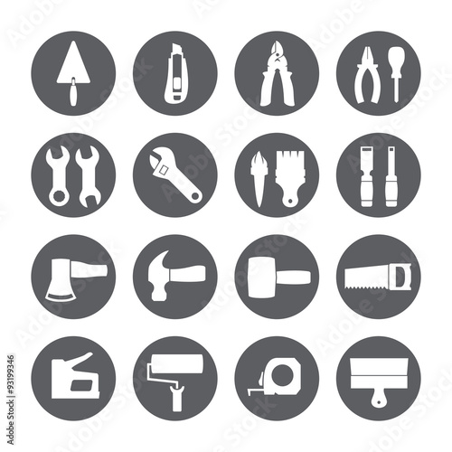 Construction hand tools. Repair icons. Vector set.
