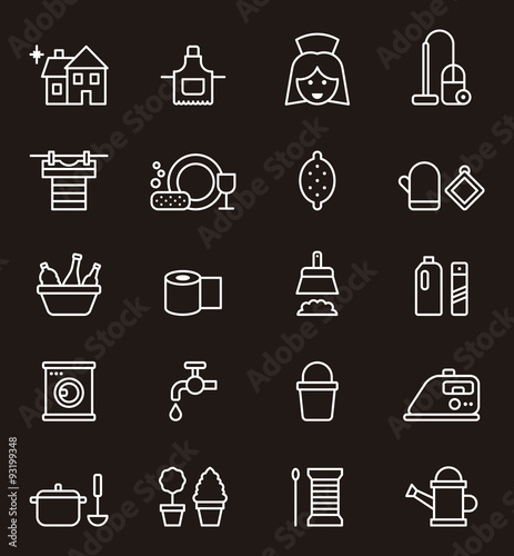HOUSEKEEPING set of outline icons