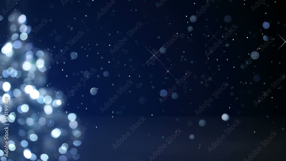 christmas tree blue decoration blurred lights loop 4k (4096x2304)
