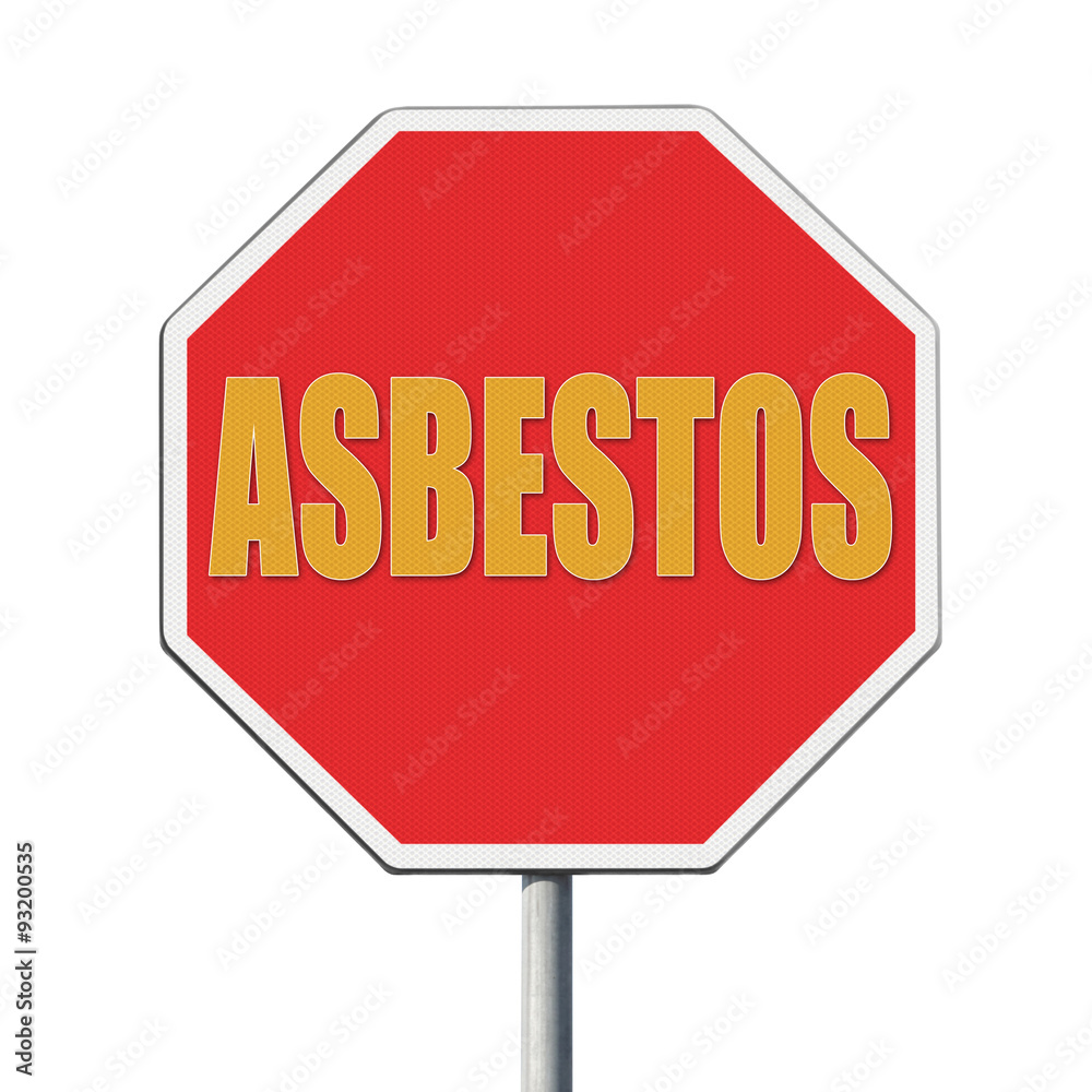 Stop asbestos concept. Stop asbestos on road sign Stop asbestos concept. Stop asbestos on road sign