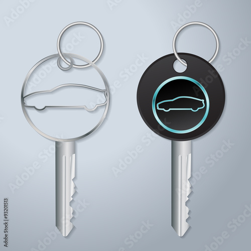 Car keys with engraved car symbol