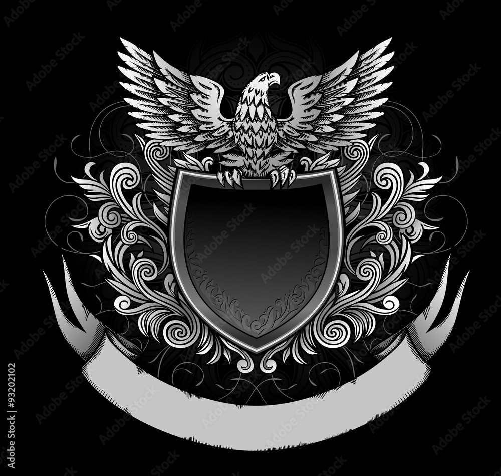 Fototapeta premium Eagle on Dark Shield Insignia